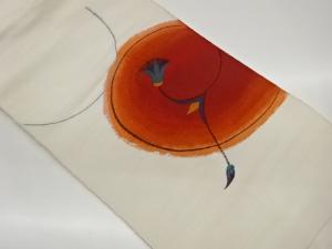 手織り紬丸文に蕾模様織出し名古屋帯